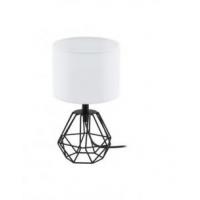Eglo 95789 CARLTON 2 Lampada da tavolo base nero e paralume bianco