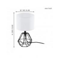 Eglo 95789 CARLTON 2 Lampada da tavolo base nero e paralume bianco