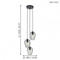 Eglo 49479 NEWTOWN Lampada da sospensione 3 luci base tonda nero