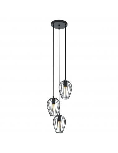 Eglo 49479 NEWTOWN Lampada da sospensione 3 luci base tonda nero