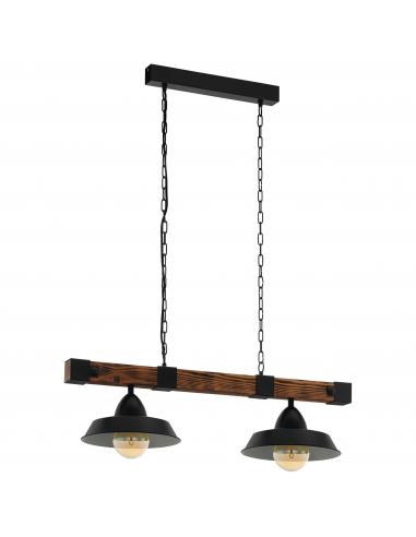 Eglo 49684 OLDBURY Suspension lamp 2 lights with wooden base