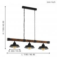Eglo 49685 OLDBURY Suspension lamp 3 lights with wooden base
