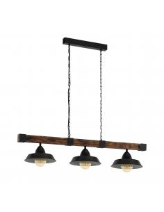 Eglo 49685 OLDBURY Suspension lamp 3 lights with wooden base