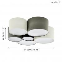 Eglo 97838 PASTORE Lampada da soffitto paralumi tondi toni chiari
