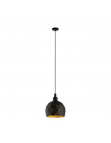 Eglo 33345 ROCCAFORTE Lampada da sospensione semisfera intagliata Ø17,5 nero e oro