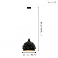Eglo 97841 ROCCAFORTE Suspension lamp hemisphere Ø40 black and gold