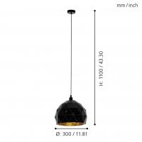 Eglo 97845 ROCCAFORTE Suspension lamp hemisphere Ø30 black and gold