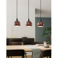 Eglo 97846 ROCCAFORTE Suspension lamp 3 lights hemispheres carved black and gold metal