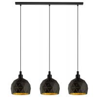 Eglo 97846 ROCCAFORTE Suspension lamp 3 lights hemispheres carved black and gold metal