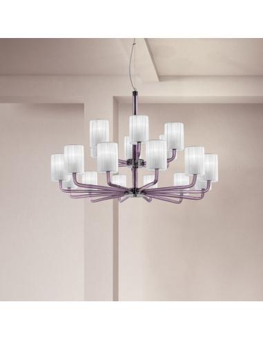 Sylcom CAN CAN 2120/12+6 K AMT Suspension chandelier 12+6 lights amethyst venetian glass