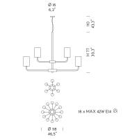 Sylcom CAN CAN 2120/12+6 K AMT Suspension chandelier 12+6 lights amethyst venetian glass