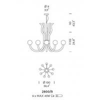 Sylcom MODA' 2800/9 NNS AMT Suspension chandelier 9 lights Amethyst Murano glass