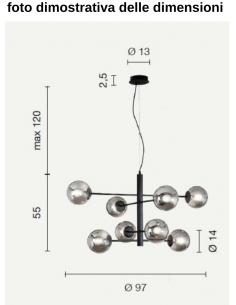 ONDALUCE SO.ELISEO/8-ORO ELISEO Suspension lamp 8 lights with glass spheres and gold finish 2