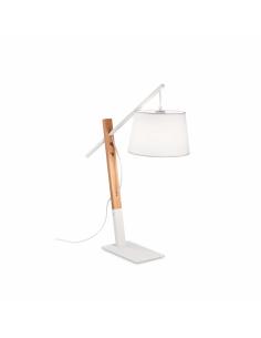 Ideal Lux 207568 Eminent Lampada da tavolo legno paralume bianco