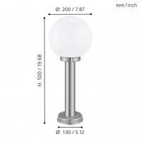 Eglo 30206 NISIA Lampada da terra palo h50 esterni acciaio globo bianco