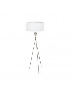 Eglo 95539 FONDACHELLI Floor lamp with white and silver lampshade and satin nickel base