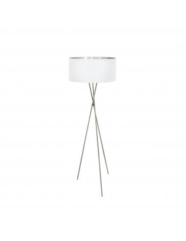 Eglo 95539 FONDACHELLI Lampada da terra paralume bianco e argento base nichel satinato