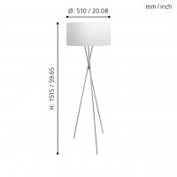 Eglo 95539 FONDACHELLI Lampada da terra paralume bianco e argento base nichel satinato