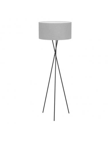 Eglo 900187 FONDACHELLI Lampada da terra treppiedi nero paralume lino grigio
