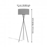 Eglo 900187 FONDACHELLI Lampada da terra treppiedi nero paralume lino grigio