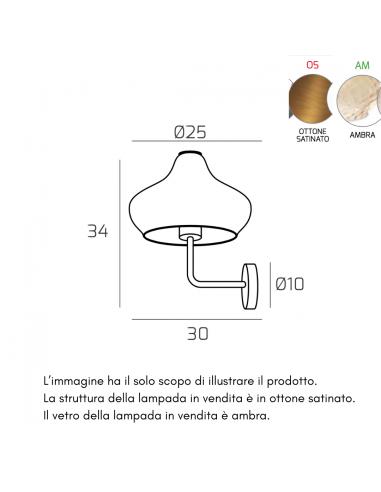 Top Light 1191OS/AT-AM DRESS Lampada da parete vetro ambra