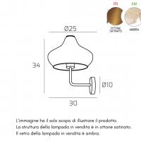 Top Light 1191OS/AT-AM DRESS Lampada da parete vetro ambra