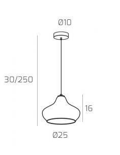 Top Light 1191CR/SP-AM DRESS Pendant lamp amber small glass 2