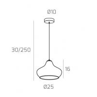 Top Light 1191CR/SP-AM DRESS Pendant lamp amber small glass