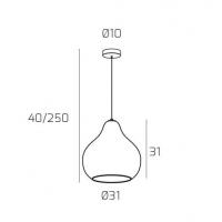 Top Light 1191CR/SG-ZA DRESS Lampada a sospensione vetro grande zaffiro