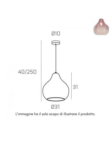 Top Light 1191CR/SG-RU DRESS Pendant lamp big glass ruby red