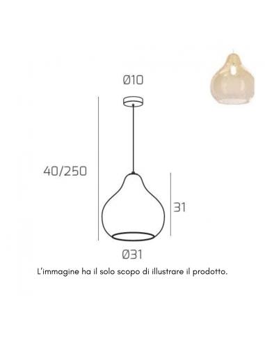 Top Light 1191OS/SG-AM Lampada a sospensione vetro grande ambra