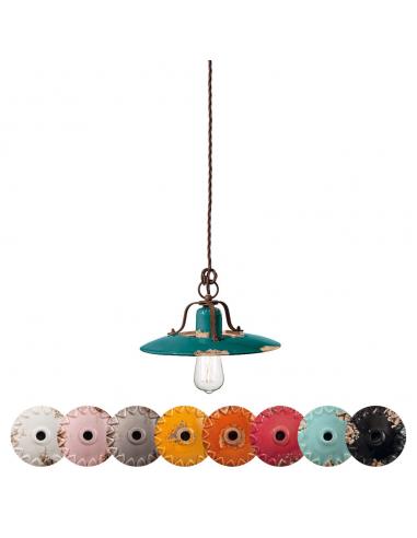 Ferroluce C1442VIV Country Lampada a sospensione 1 luce Vintage Verde Retrò