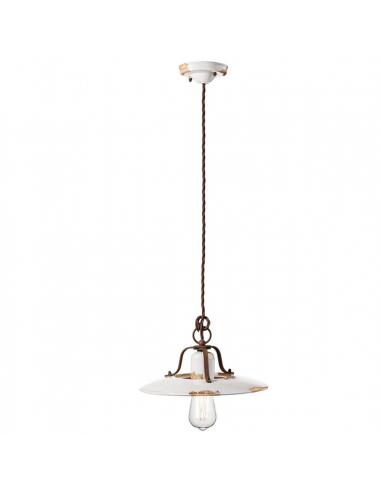 Ferroluce C1442VIB Country Lampada a sospensione Vintage Bianco