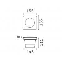 Ideal Lux 120386 GRAVITY PT SQUARE BIG Lampada da incasso per esterni GX53 Nero