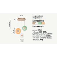 Ondaluce SO.CANDY/3 Suspension lamp led colored glass