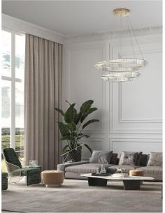 NOVA LUCE 9333063 Aurelia Suspension lamp LED Gold Crystal 2
