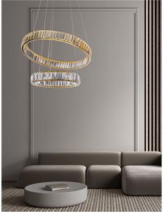 NOVA LUCE 9333077 Aurelia Gold Crystal LED suspension chandelier 2