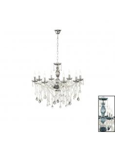 Ondaluce LP.DAMASCO/8OTT Pendant chandelier with 8 lights in teal crystal