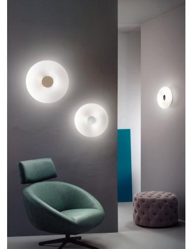 Ondaluce PL.DODI/42 Dodi Lampada da soffitto/parete vetro bianco e disco colorato