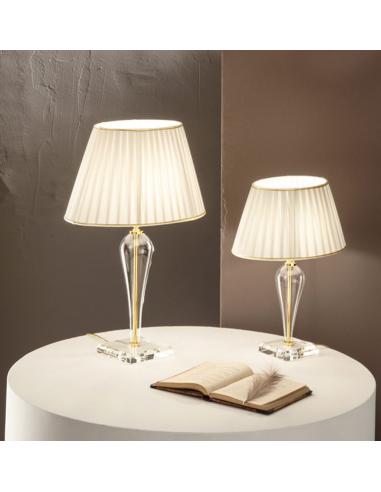 Lampada Da Tavolo Aura Fischer & Honsel - Metallo Dorato E Paralume In Velluto Turchese - Altezza 34cm
