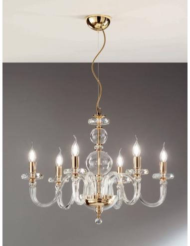 Ondaluce LP.BACH/6SP-ORO Bach Lampadario a sospensione 6 luci Oro