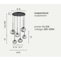 Ondaluce SO.JEWEL/R-6ORO Jewel Lampadario a sospensione 6 luci Oro