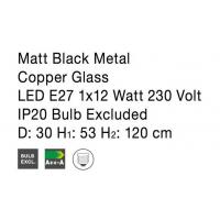 Nova Luce 9988105 MAYAN Copper deformed glass pendant lamp