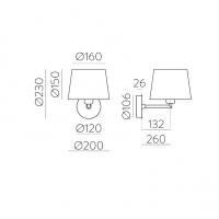 ACB A8202080N Stilo Lampada da parete nero con paralume