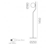 ACB H81631O Maui Lampada da terra sottile oro con sfera vetro