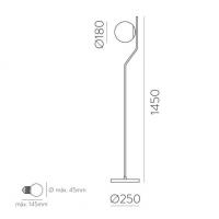 ACB H816310 Maui Thin gold floor lamp with glass sphere