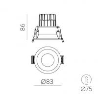 ACB E377100B Kidal Recessed Spotlight 8 cm 3000K White