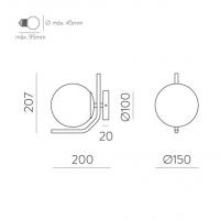 ACB A81632N Maui Lampada da parete nero sfera vetro bianco