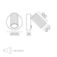 ACB A3951080B Modrian Applique da parete faretto orientabile Bianco