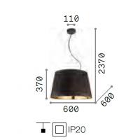 Ideal Lux 161662 NORDIK SP6 Pendant lamp black and gold lampshade 60cm